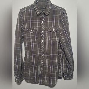 Lrg Gray Plaid Men's Shirt